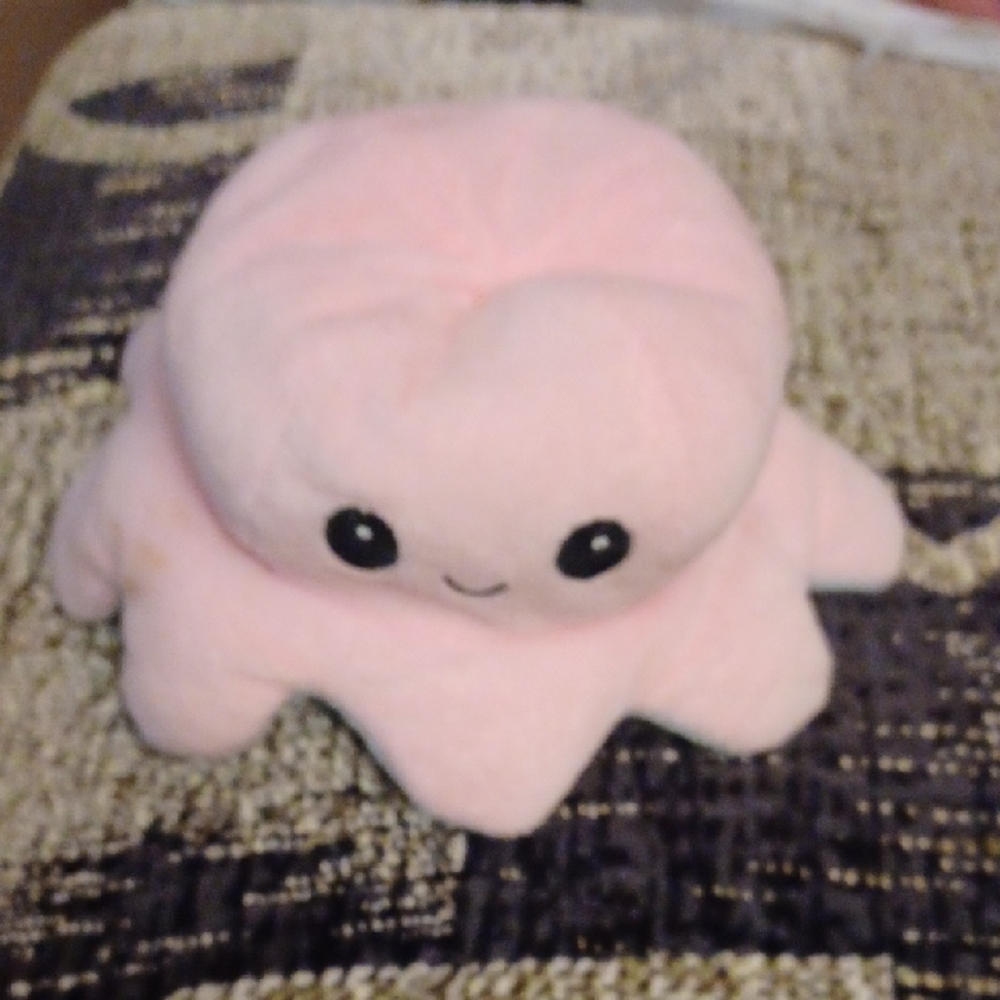 4/$40 Soft Pink & Blue Reversible Octopus Plush (Happy/Sad)